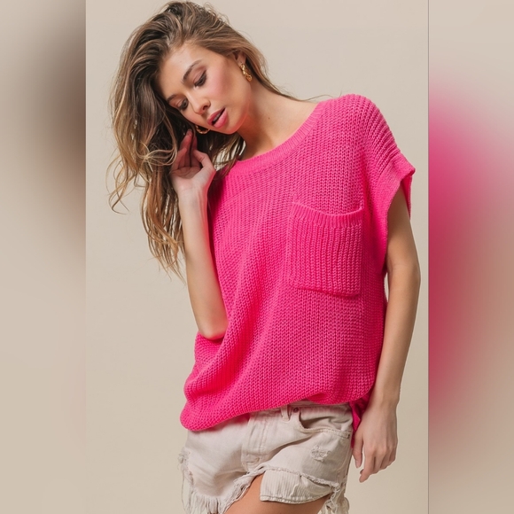 BiBi Patch Pocket Short Sleeve Sweater - Picture 5 of 5